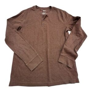 Sonoma Men's Long Sleeve Henley Shirt - Brown size medium